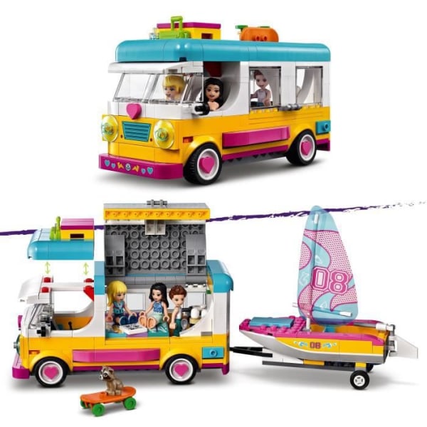 LEGO® 41681 Friends Forest Campervan och segelbåt äventyrslekset med leksaksbåt och tvättbjörnsfigur