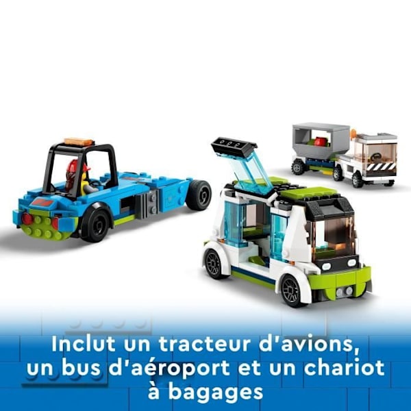 LEGO® City 60367 passagerflylegetøj med lufthavnsbus, slæbebåd, bagagevogn og 9 minifigurer Flerfärgad