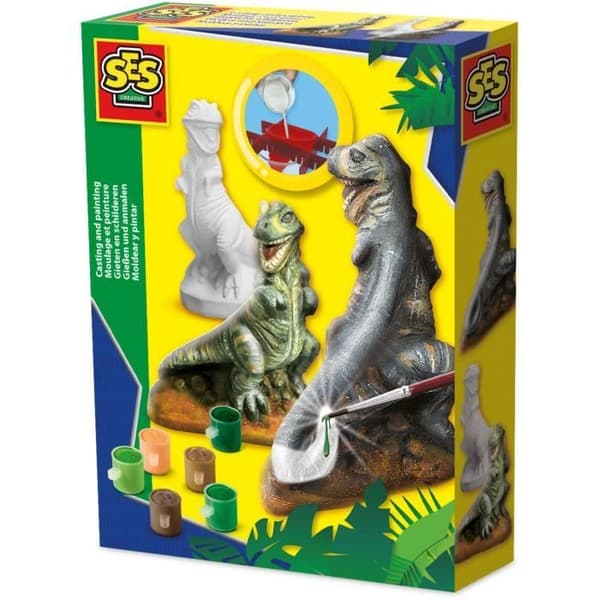 Moulage og maling - SES CREATIVE - T-Rex - Dinosaurus i gips 3D Grå