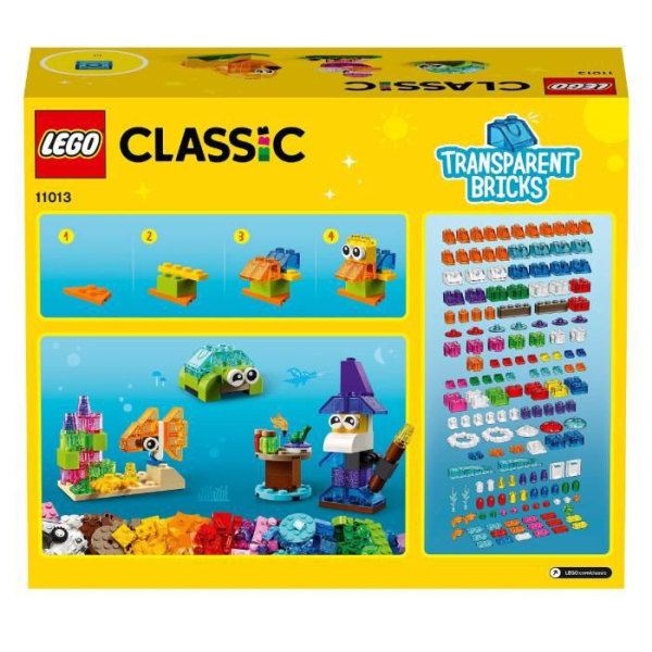 LEGO® 4+ Classic 11013 kreativa genomskinliga klossar, byggset med klossar inklusive djur för barn