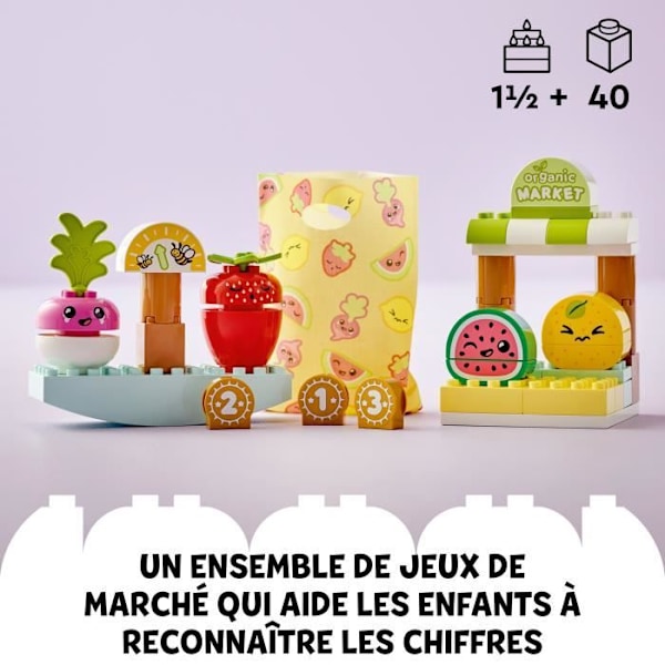 LEGO® DUPLO Min första 10983 Den ekologiska marknaden, pedagogiska staplingsleksaker, barn 18 månader till 3 år gamla Flerfärgad