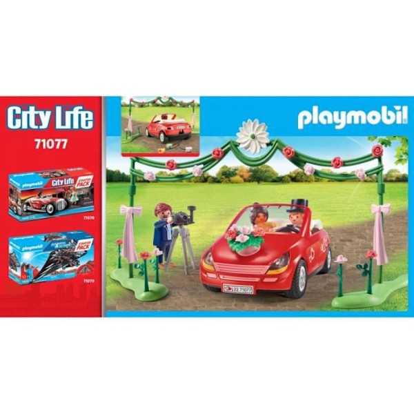 PLAYMOBIL 71077 Hääpari valokuvaajan ja auton kanssa, Kaupunkielämä, Häätapahtuma, Alk. 4-vuotiaille Flerfärgad