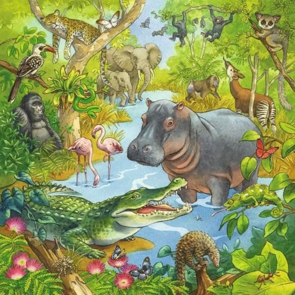 Ravensburger Lastenpalapeli Viidakossa - 3 x 49 palaa Multifarvet