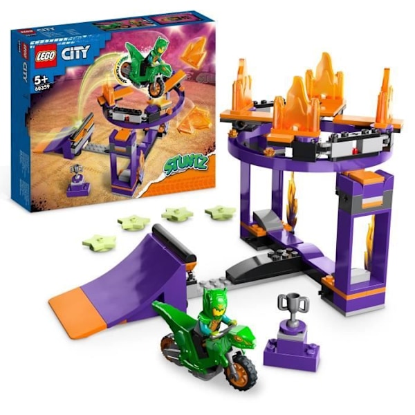 LEGO® City Stuntz 60359 Stunt Challenge: Springbræt, 2-i-1 legetøj med dinosaurmotorcykel Flerfärgad