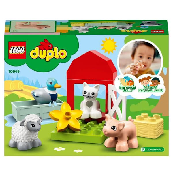 LEGO® 10949 DUPLO® Town Farm Eläinten lelu ankka-, sika- ja kissahahmoilla 2-vuotiaille ja sitä vanhemmille lapsille Grön