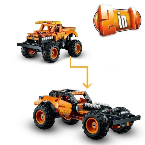 LEGO® 42135 Technic Monter Jam El Toro Loco Leksaksbil för barn från 7 år och uppåt, 2-i-1 lastbil och terrängfordon