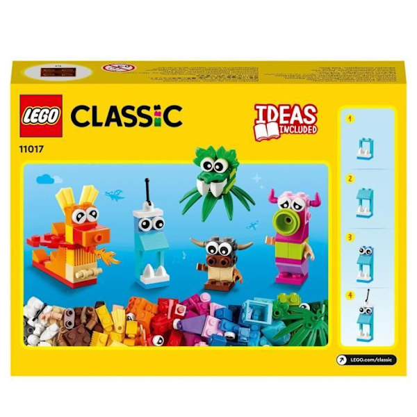 LEGO® 11017 klassiska kreativa monster, låda med klossar, 5 mini-monsterleksaker att bygga, från 4 år och uppåt Flerfärgad