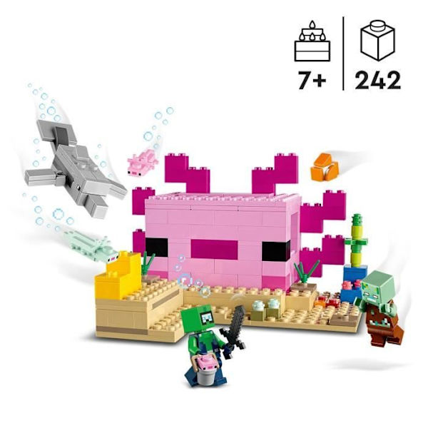 LEGO® Minecraft 21247 Axolotl House, børnelegetøj med zombier, delfiner og fisk Flerfärgad