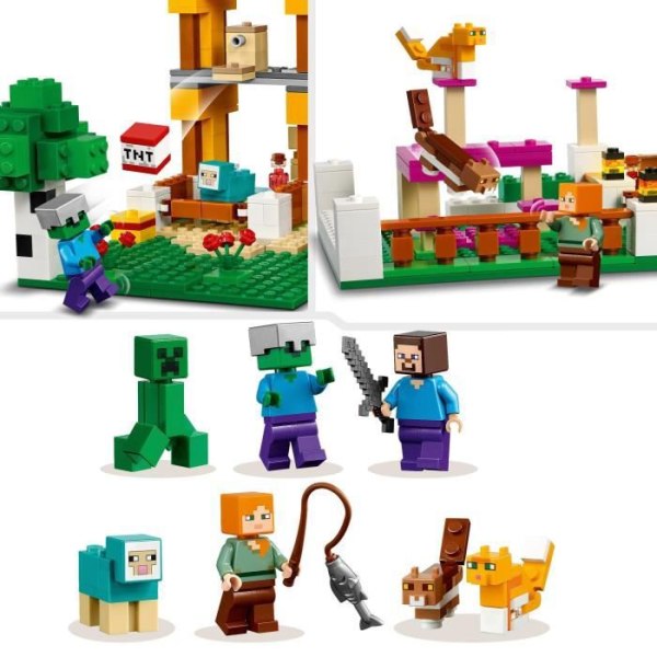 LEGO® Minecraft 21249 Bygglådan 4.0, 2-i-1-leksaker med Steve, Creeper och Zombie-minifigurer