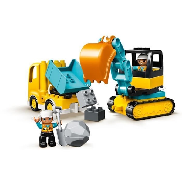 LEGO® 10931 DUPLO lastbil og graver, legetøj til entreprenørmaskiner til børn fra 2 år og opefter Flerfärgad