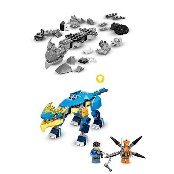 LEGO® 71760 NINJAGO Jay's Thunder Dragon Evolution, setti, jossa on käärmeminihahmo ja keräilytehtävälippu blått och gult