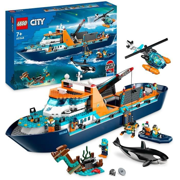 LEGO® City 60368 arktinen tutkimuslaiva, suuri kelluva venelelu, lahja lapsille Flerfärgad