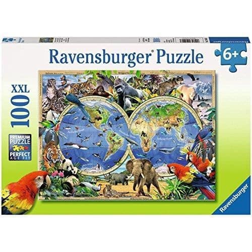 Pussel Djur i Världen - RAVENSBURGER - 100 bitar - XXL-bitar