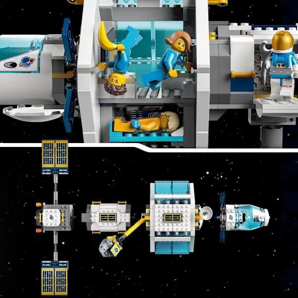 LEGO® 60349 City Lunar -avaruusasema, NASAn inspiroima setti, avaruuslelu, astronautien kanssa, 6-vuotiaat lapset Flerfärgad