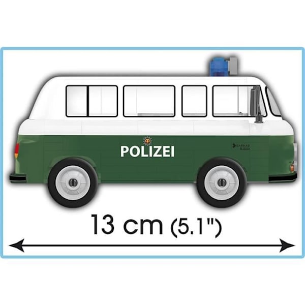 Reduceret model - Cobi - Barkas B1000 Politibil - 157 dele - Grøn - At samle selv vit/grön
