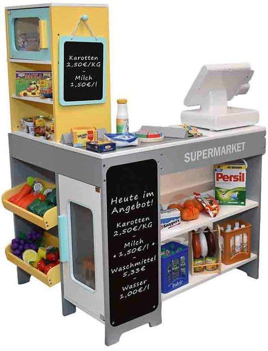 Puinen supermarketti (lelu) - TANNER - NAHKURI - Puu - Monivärinen - Lapsille