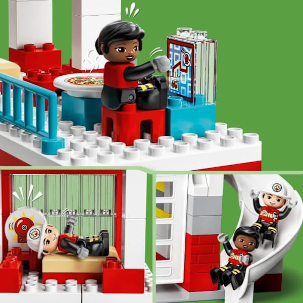 LEGO 10970 DUPLO brandstation og helikopter, lastbillegetøj, motoriske færdigheder, store klodser, gave til børn fra 2 år Flerfärgad