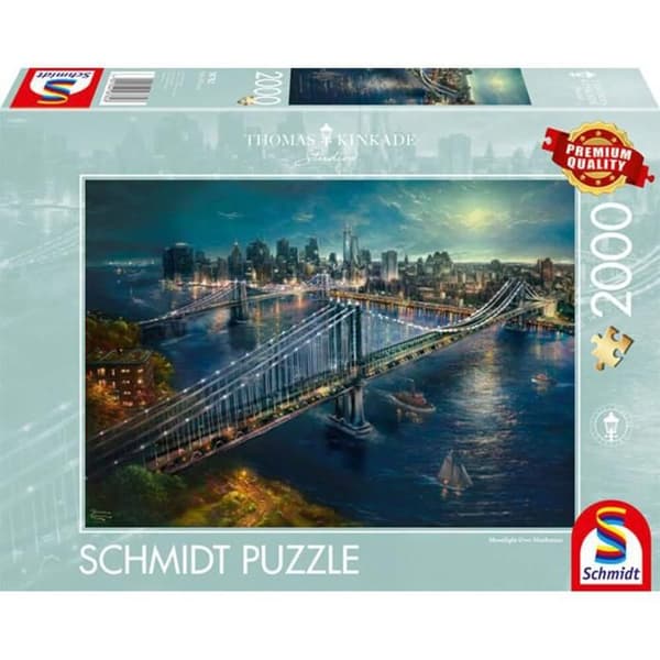 Puslespil 2000 brikker: Måneskin over Manhattan, Thomas Kinkade