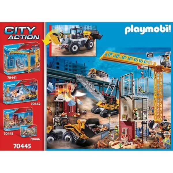 PLAYMOBIL 70445 City Action Construction hjullæsser med 1 karakter, 3 sten og 1 hjelm Gult, svart och grått