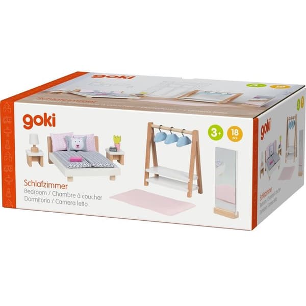 Miniature møbler - GOKI - Møbler til dukkeværelse 18 dele - Træ - Træ/beige nuancer - Til 3-10 år beige