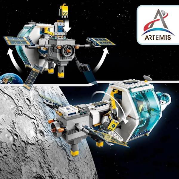 LEGO® 60349 City The Lunar Space Station, NASA-inspirerat rymdleksaksset, med astronauter, barn 6 år gamla Flerfärgad