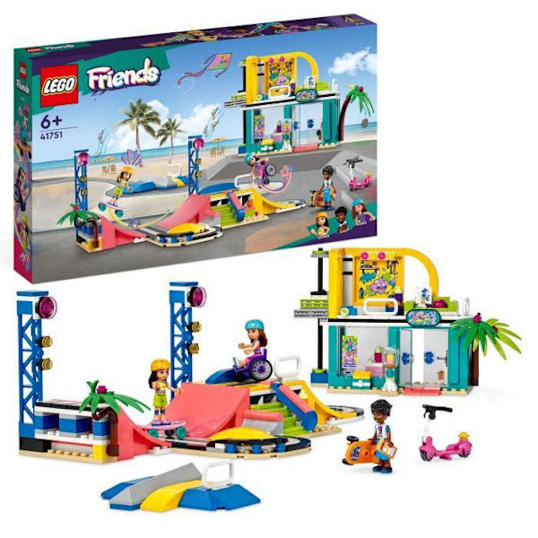 LEGO® Friends 41751 Skatepark, skateboardlegetøj, med minidukke og scooter Vit