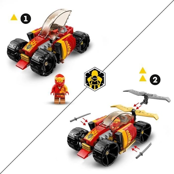 LEGO® NINJAGO 71780 Kai's Ninja Race Car – Evolution, leluauto, 2-in-1 Vit