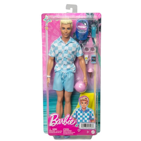 Barbie®-Ken® Beach-Blonde Doll uimashortsit ja rantatarvikkeet HPL74