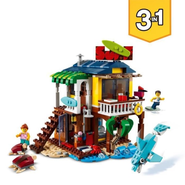 LEGO® Creator 3-i-1 31118 Surfer's Beach House, legetøj, havdyr-minifigurer Flerfärgad