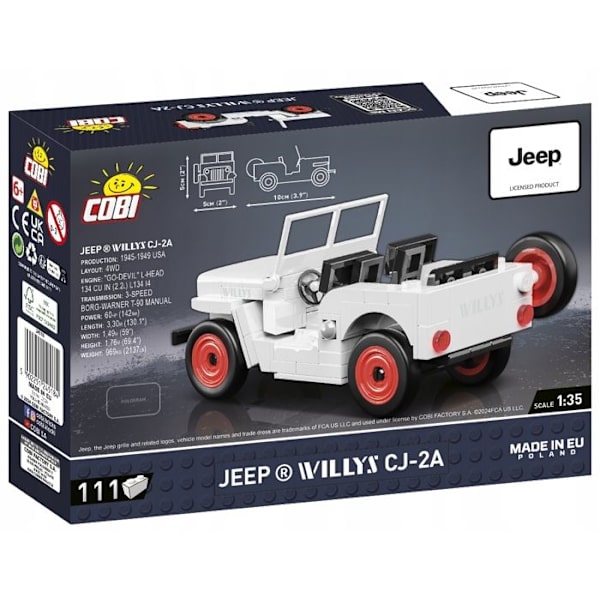 COBI 24518 JEEP WILLYS CJ-2A Vit version 111 CL. Hvid