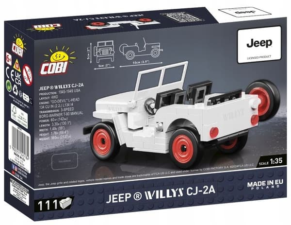 Reduceret model - COBI - JEEP WILLYS CJ-2A - Hvid version - 111 dele - Fra 6 år Vit