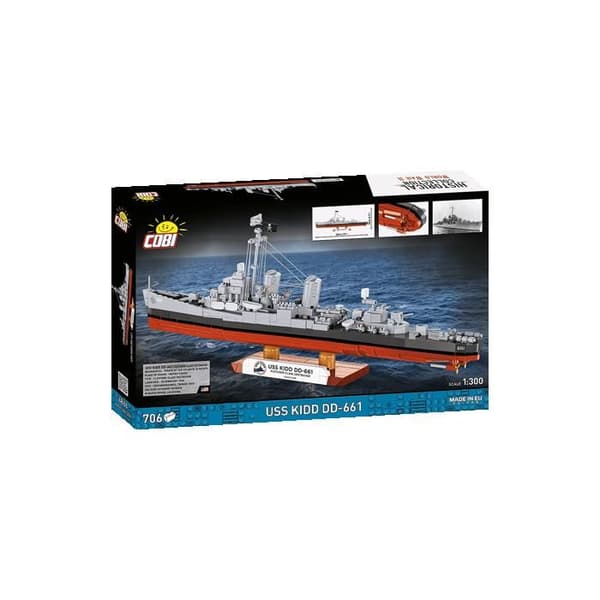COBI 4866 - USS KIDD DD-661 - GRÅ OG RØD SKIB - BYGGESET