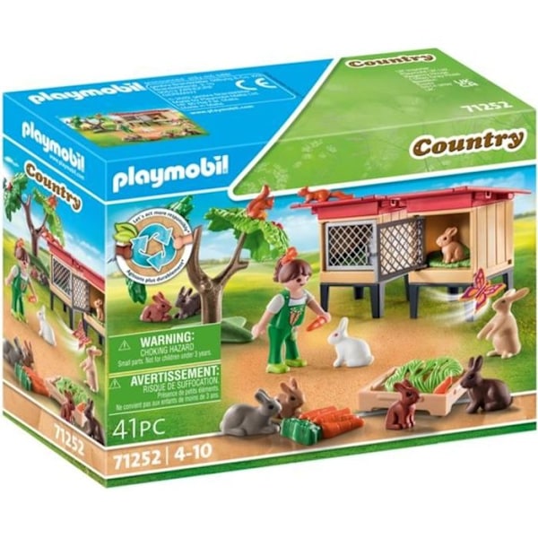 PLAYMOBIL 71252 Barn med indhegning og kaniner, Country La Ferme, Bondegårdsdyr, Fra 4 år Flerfärgad