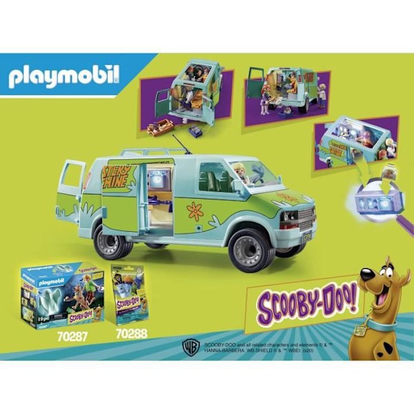 PLAYMOBIL - 70286 - SCOOBY-DOO! Mystery Machine - pakettiauto, jossa on 3 hahmoa ja tarvikkeita Flerfarvet