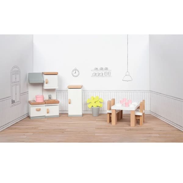 Dukkehuse - Køkken - 20 dele - Bøg - Dimensioner 10x6,5x5 cm beige