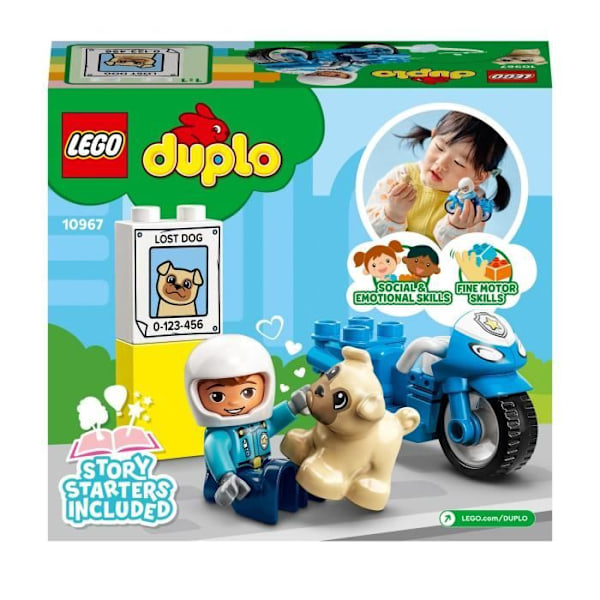 LEGO® 10967 DUPLO politimotorcykel, legetøj til børn fra 2 år og opefter, udvikling af finmotorik Vit