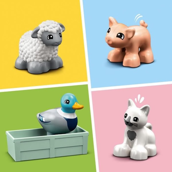 LEGO® 10949 DUPLO® Town Farm Eläinten lelu ankka-, sika- ja kissahahmoilla 2-vuotiaille ja sitä vanhemmille lapsille Grön