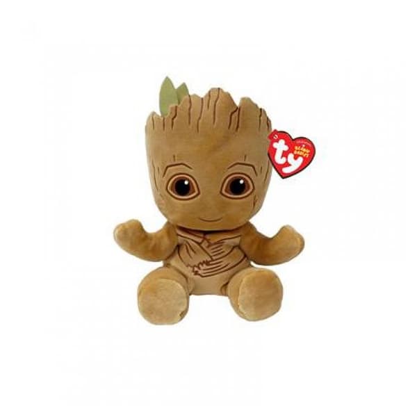 Pehmolelu - TY - Groot - 15 cm - Pehmeä ja pörröinen - Marvel-supersankari brun