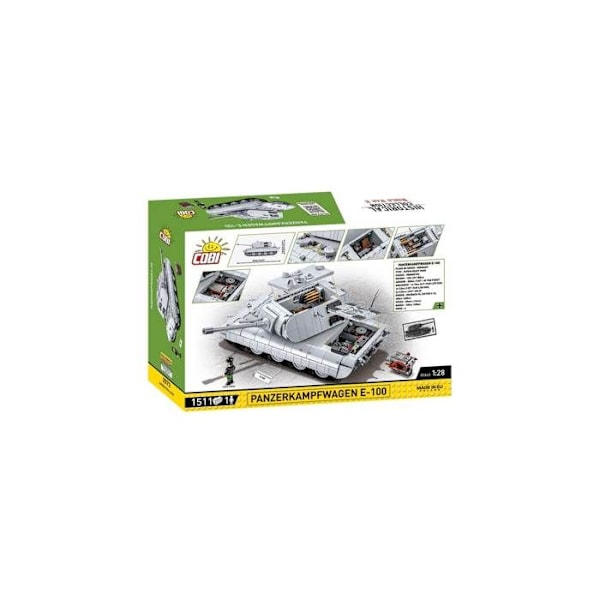 Malli - COBI - 2572 - Panzerkampfwagen E-100 - Valkoinen - Lapsille alkaen 6-vuotiaista