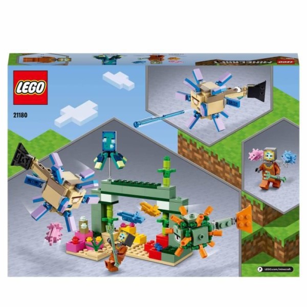 LEGO® 21180 Minecraft The Battle of the Guardians, Undervattensäventyrset, Byggleksak för barn +8 år och Mobs minifigurer