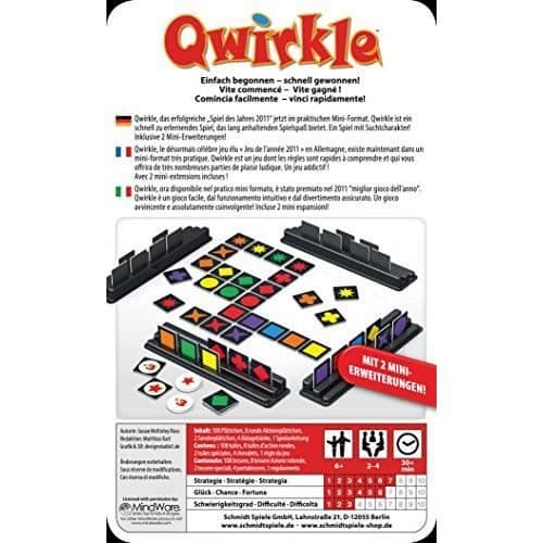 Qwirkle-matkapeli - Schmidt Spiele - Vuoden 2011 mini-versio - 2 mini-laajennusta