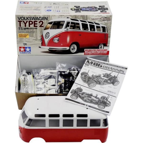 Elbilsbil - TAMIYA - VW Bus T1 Samba 47420 - Byggsats - Bakdriven Vit