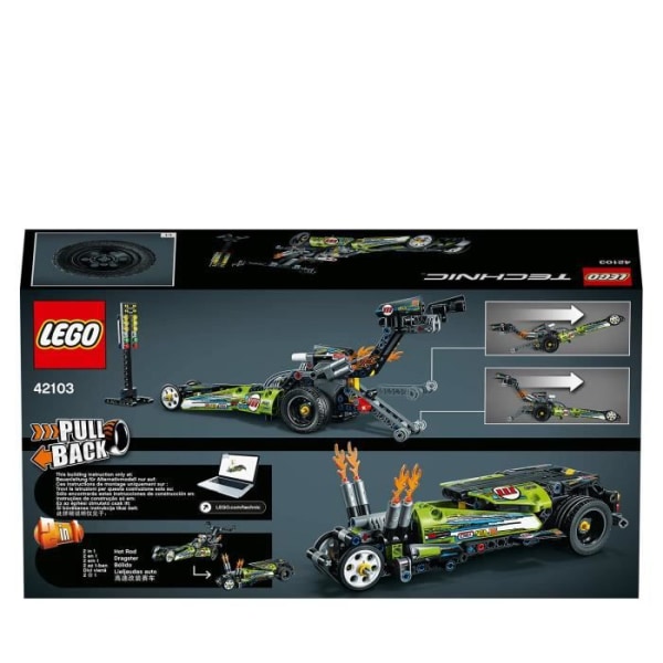 LEGO® Technic 42103 Dragster, racerbil, fordon, byggleksak för pojkar och flickor, 7+ Flerfärgad