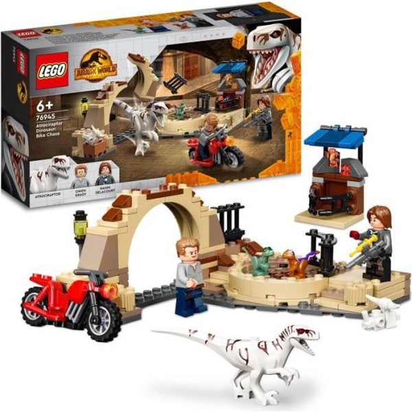 LEGO® 76945 Jurassic World Atrociraptor motorcykeljakt, dinosaurier, 2 babydinos och minifigurer