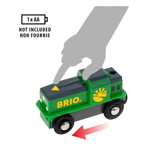 Batteri Farm Train - BRIO - Träkrets - Vagn och magnetlast ingår grönt och blått