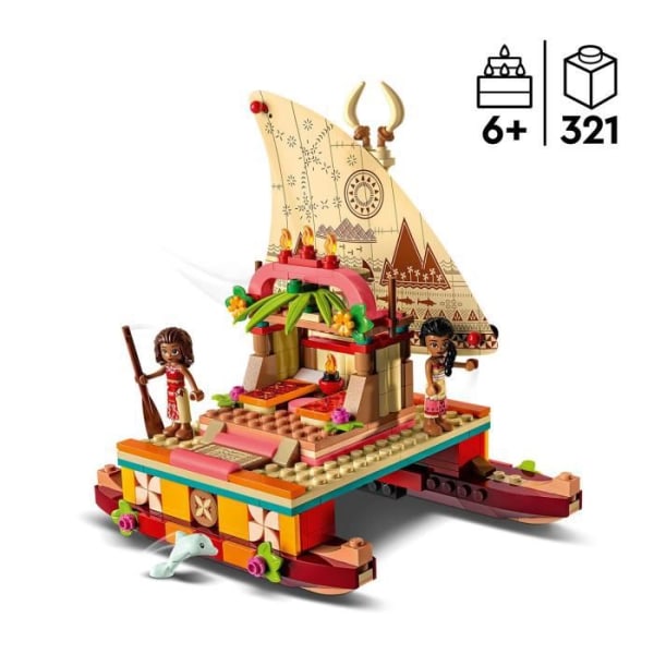LEGO® Disney Princess 43210 Moianas utforskningsbåt, leksak med delfin, minidocka