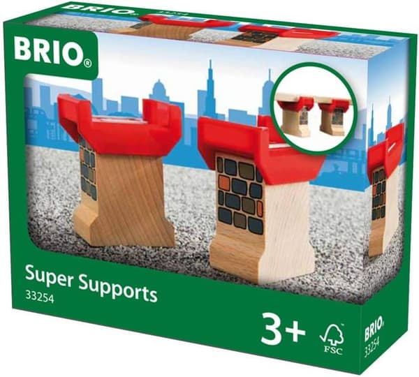 BRIO - Træbaner - Dekorerede Brostøtter - Sæt af 2 - Unisex Rød