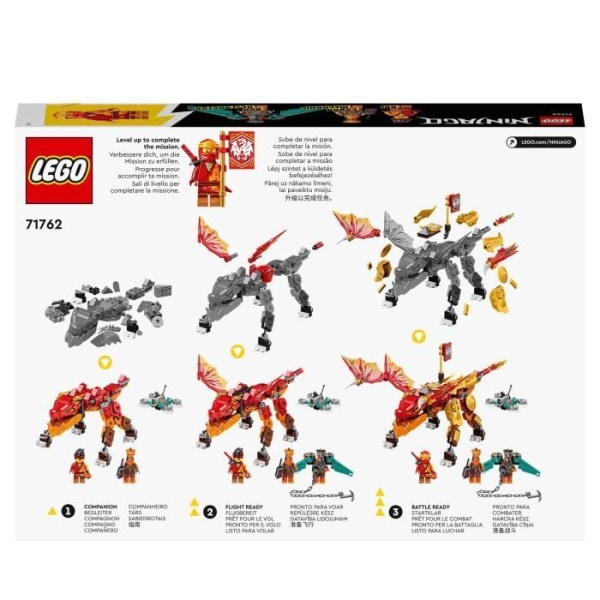 LEGO Ninjago 71762 Kais Ilddrage - Evolution, Ninja-legetøj, Fighter-minifigurer, 6 år röd svart