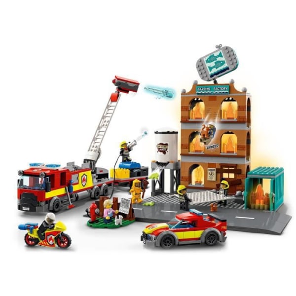 LEGO City Fire 60321 Brandkåren, leksaksbil, motorcykel och släp, med hundminifigur, pojkar och flickor från 7 år och uppåt