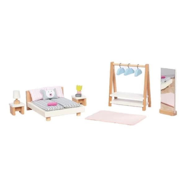 Miniature møbler - GOKI - Møbler til dukkeværelse 18 dele - Træ - Træ/beige nuancer - Til 3-10 år beige
